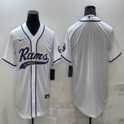 Nike Los Angeles Rams blank white baseball jerseys Joint name-BD