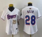 Youth Nike Texas Rangers #28 Jonah Heim white majestic baseball jerseys Champion patch-BD 02