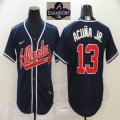 Nike Atlanta Braves #13 Ronald Acuna Jr. dark blue majestic baseball jersey