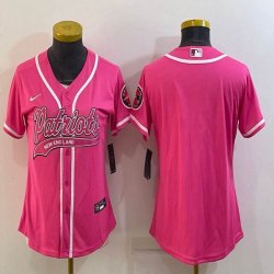 Women New England Patriots blank pink baseball jerseys Joint name-BD