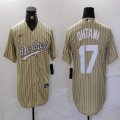 Nike Los Angeles Dodgers #17 Shohei Ohtani beige fashion MLB baseball Jersey 29