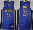 Jordan logo Los Angeles Lakers #3 Anthony Davis purple basketball jerseys -XD