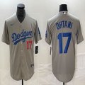 Los Angeles Dodgers #17 Shohei Ohtani Nike gray majestic baseball Jersey