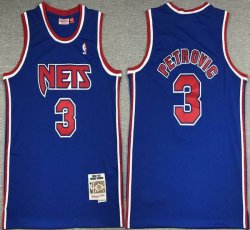 Nike Brooklyn Nets #3 Drazen Petrovic blue NBA basketball Jerseys -XD