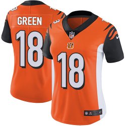 Women Nike Cincinnati Bengals A.J. Green #18 orange Color Rush Limited Jersey