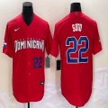 2023 World Cup Dominican Republic's #22 Juan Soto red majestic baseball jerseys