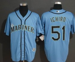 Seattle Mariners #51 Randy Johnson skyblue majestic baseball jersey