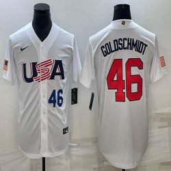 2023 World Cup #46 Paul Goldschmidt white USA majestic baseball jerseys 01