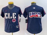 Youth Nike Cleveland Indians blank blue majestic baseball jersey -BD 03