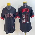 Women Nike Cincinnati Reds #30 Ken Griffey Jr. black majestic baseball jerseys 01