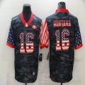 Nike San Francisco 49ers #16 Joe Montana camo black usa flag color Rush Limited Jersey