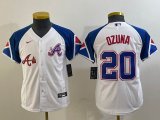 Youth Nike Atlanta Braves #20 Marcell Ozuna white blue majestic baseball MLB Jerseys city version-BD 01