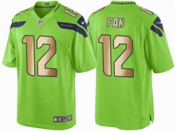 Seattle Seahawks #12 Fan Nike Green gold Color Rush Limited Jersey