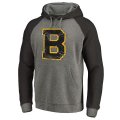 Men's Boston Bruins Fanatics Branded Heathered Gray Big & Tall Hometown Collection Raglan Tri-Blend Hoodie