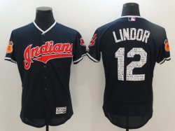 2017 Cleveland Indians #12 Francisco Lindor blue Flexbase Authentic Collection Jersey