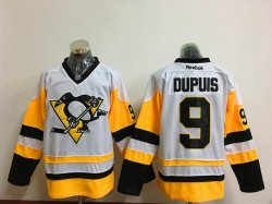 Reebok Pittsburgh Penguins #9 Pascal Dupuis White yellow hockey Jersey