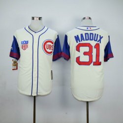 Chicago Cubs #31 Greg Maddux beige Throwback baseball Jersey