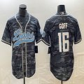 Nike Detroit Lions #16 Jared Goff gray camo baseball jerseys Joint name-BD