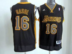 Adidas Los Angeles Lakers 16 Pau Gasol black nba jersey