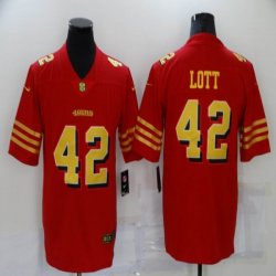 49ers #42 Ronnie Lott red gold nike Color Rush Limited Jerse-BD