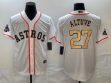 Nike Houston Astros #27 Jose Altuve white gold majestic baseball jerseys 03