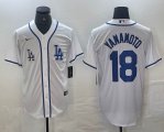 Nike Los Angeles Dodgers #18 Yoshinobu Yamamoto white MLB baseball Jersey Joint name -BD 03