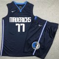 Dallas Mavericks #77 Luca Don dark blue nba suits