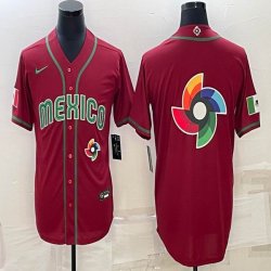 2023 World Cup Mexico red blank majestic baseball jerseys 01