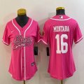 Women Nike San Francisco 49ers #16 Joe Montana pink baseball jerseys Joint name-BD