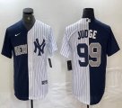 Nike New York Yankees #99 Aaron Judge blue white splits MLB baseball Jersey 01