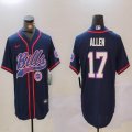 Buffalo Bills 17# Josh Allen dark blue nike baseball jerseys Joint name-BD 01