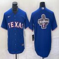 Nike Texas Rangers blank blue majestic baseball jerseys Champions patch 02