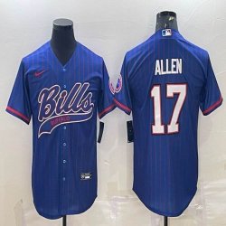 Nike Buffalo Bills #17 Josh Allen blue baseball jerseys Joint name-BD