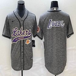 Nike Los Angeless Lakers blank Hemp grey baseball jerseys Joint name-BD 02