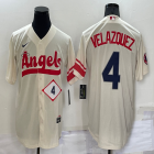 Nike Los Angeles Angels #4 Andrew Velazquez beige majestic baseball Jersey 01