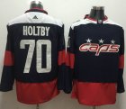 Adidas Washington Capitals #70 Braden Holtby dark blue red hockey jersey