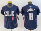 Youth Nike Cleveland Indians #0 Andres Gimenez blue majestic baseball jersey -BD 02