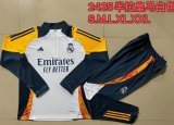 2024-2025 Real Madrid club white blue Soccer uniforms with Long Trousers B824