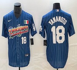 Nike Los Angeles Dodgers #18 Yoshinobu Yamamoto blue throwback majestic baseball jerseys 05