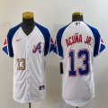 Youth Nike Anaheim Angels #13 Ronald Acuna Jr. white blue majestic baseball city version 01