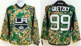 Youth Los Angeles Kings 99# Wayne Gretzky green camo nhl jerseys