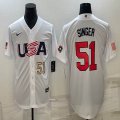 2023 World Cup #51 Singer white majestic baseball jerseys 03