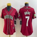 Women 2023 World Cup Mexico #7 Julio Urias red majestic baseball jerseys 02