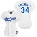 Los Angeles Dodgers #34 Fernando Valenzuela white women baseball Jerseys