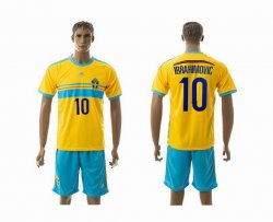 2014-2015 Sweden national team IBRAHIMOVIC 10 yellow soccer jerseys home