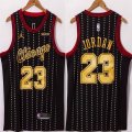 Jordan logo Chicago Bulls #23 Michael Jordan black nba basketball jerseys-TY