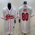 Nike 49ers #80 Jerry Rice white baseball jerseys Joint name-BD