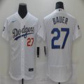 Custom Los Angeles Dodgers #27 Trevor Bauer white Flexbase Authentic Collection Jersey-BD