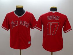 Youth Los Angeles Angels #17 Shohei Ohtani red majestic baseball jersey