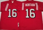 San Francisco 49ers #16 Joe Montana Red throwback NFL Jerseys-PNS